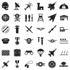 Air Force Icons. Black Flat Design. Vector Illustration. © andrej