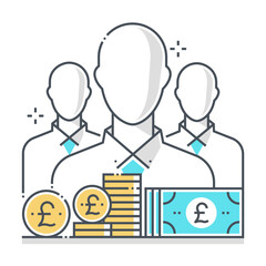 Employee related color line vector icon, illustration