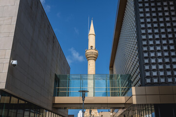 Al Majidiyyeh Mosque in area of modern shooping centres of Beirut Souks in Beirut, capital city of Lebanon
