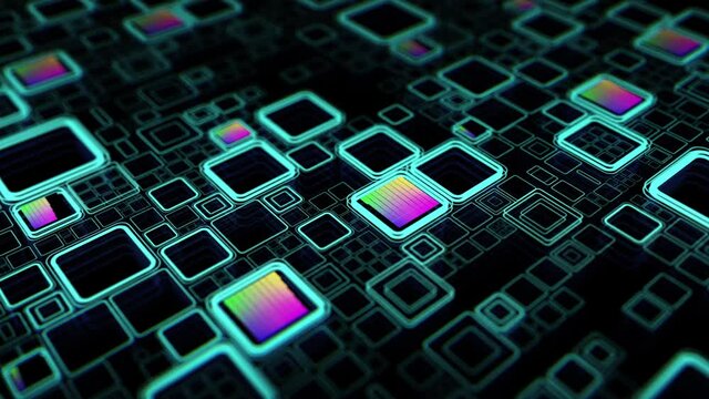 Colorful 3d abstract render with detailed elements. Technology and data processing theme. 3d render complex technology background with a lot of graphic elements