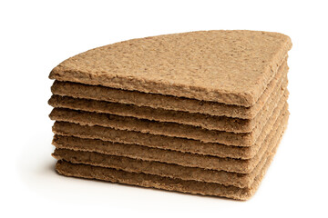 Coarse milled wholegrain oatcakes isolated on white