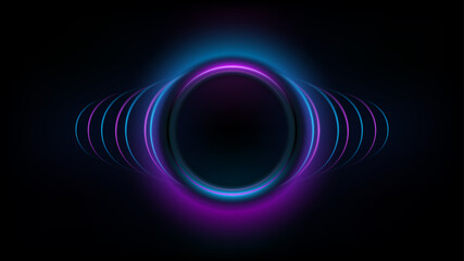 Abstract neon circles banner. Design element for your advertising, poster, banner, web site. Vector illustration © Yenko