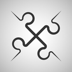 Simple puzzle four piece business presentation. Circle puzzle outline infograph. 4 Step contour process diagram. Section line compare puzzle banner.