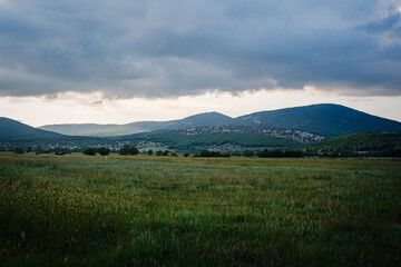 The mountains in spring before or after rain.