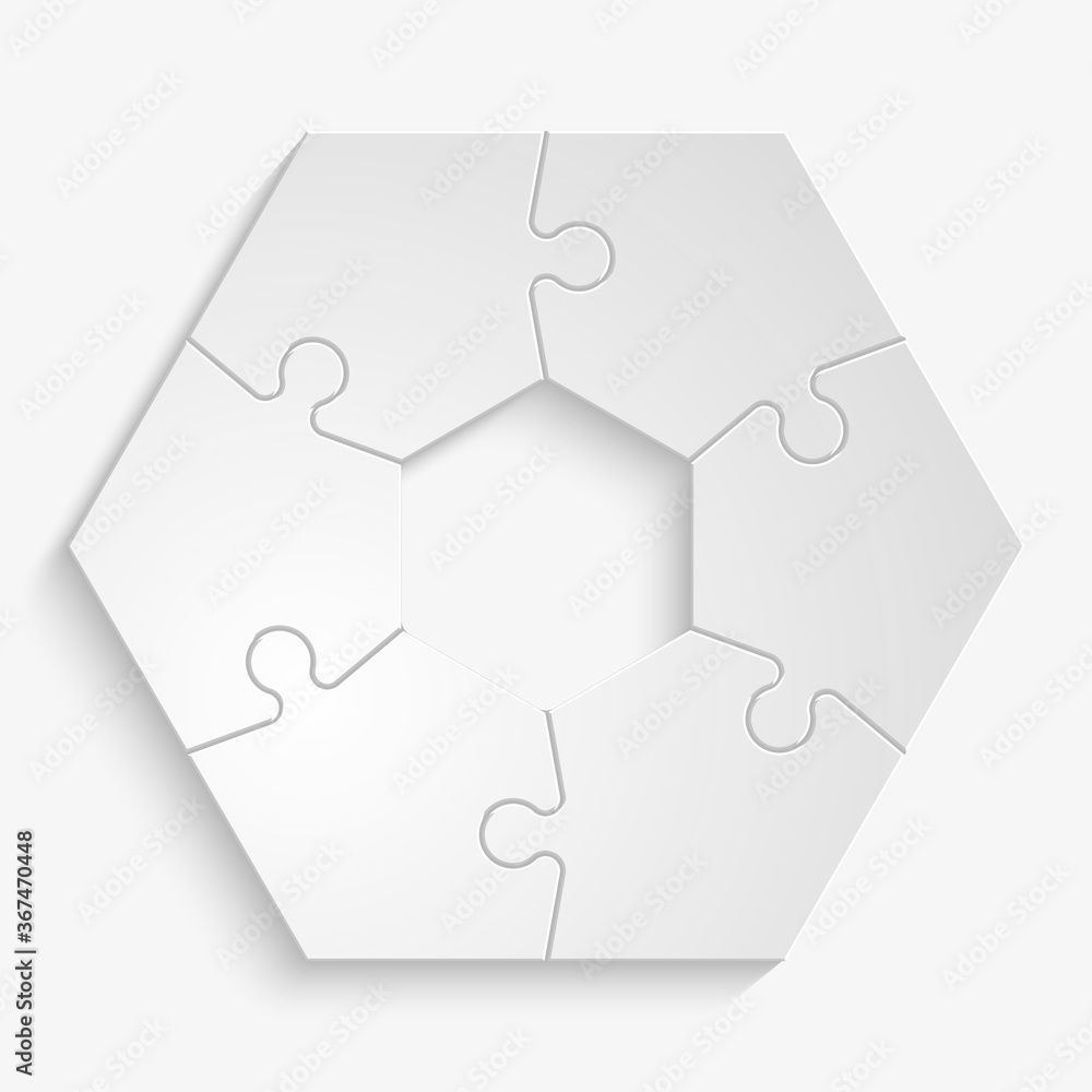 Leinwandbilder Six sided 3d puzzle presentation infographic template with explanatory text field for business statistics