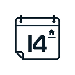 Fourteen days quarantine calendar outline icon related with Coronavirus. Vector illustration. Editable stroke. Isolated icon suitable for web, infographics, interface and apps.