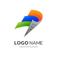 pencil and document logo concept, modern 3d logo style in gradient vibrant colors