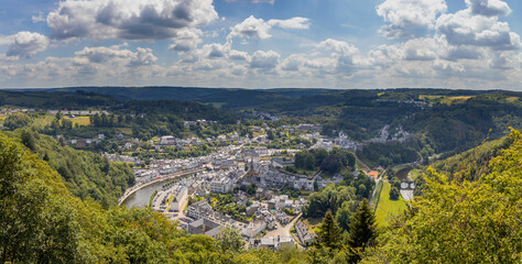 View of the town of Bouillon, with its famous castle.