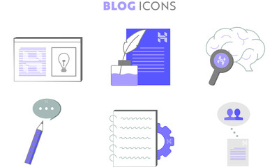 Set of blog business icons