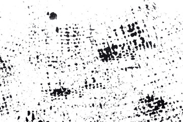 Abstract drops and smears of black acrylic paint isolated on a white background.