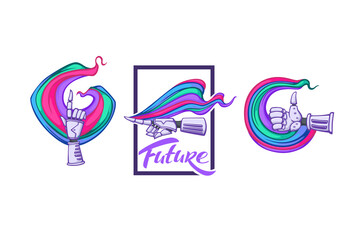 rainbow robot hands for your logo, label, emblems