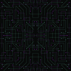 Abstract technologic seamless pattern. Futuristic background