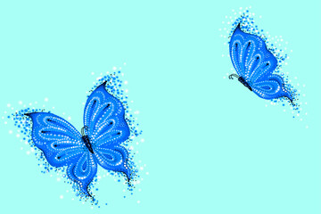 abstract delicate butterflies and flowers