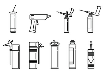 Home polyurethane foam icons set. Outline set of home polyurethane foam vector icons for web design isolated on white background