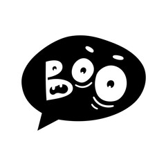  Boo text. Happy Halloween emblem, banner, calligraphy poster, greeting card, party invitation. 