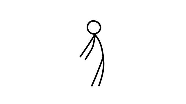 Simple looped animation of a dancing man. Dance of a man drawn with black lines on a white background.