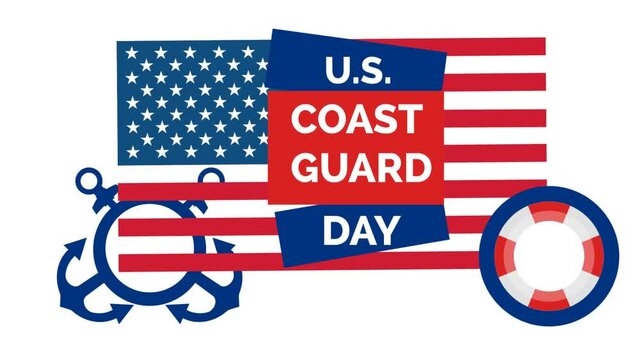 Coast guard birthday day united states flag red blue poster