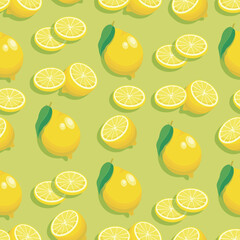 Lemon pattern. Vector citrus background. Flat style. Design for textiles, packaging materials.