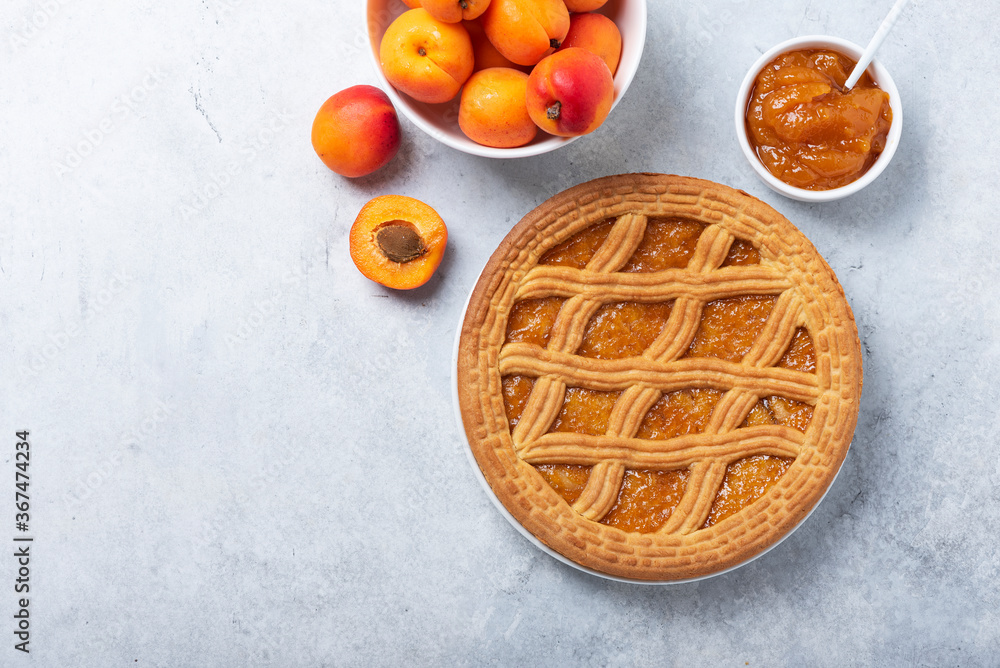 Wall mural sweet crust cake with apricots