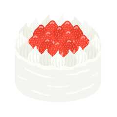 イチゴのホールケーキのイラスト