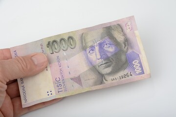 Old slovak crowns money on a white background