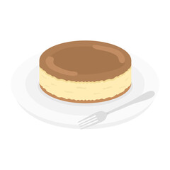皿にのせたチーズケーキのイラスト
