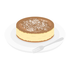 皿にのせたチーズケーキのイラスト