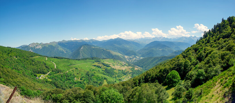 view of valley Aure in the french pyrenees mountains