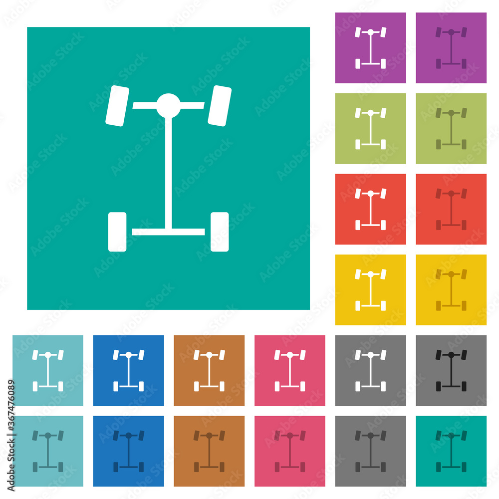 Poster front differential square flat multi colored icons