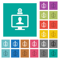 Video conference square flat multi colored icons