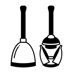 Plumbing Plunger Equipment vector glyph Icon design. Open and Close Form of Plunger Concept. Toilet Cleaner Tool on white background 