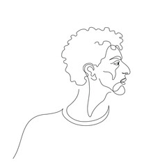 Portrait of a man. Continuous lines minimalistic style. Vector illustration