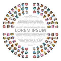 People, men, women sit in chairs in the audience. Top view. People sit in the shape of a round frame. View from above.