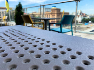 a table in the summer cafe on the roof