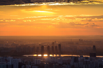 Moscow cityscape at sunset