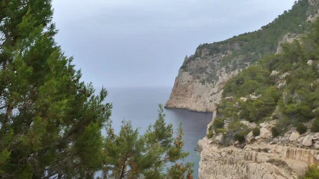 View from above of the north coast of de island of Ibiza Spain