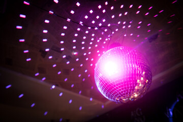 Shiny disco ball in a night club