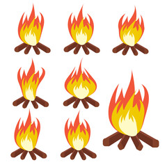 Vector cartoon bonfire. Fire camp. Campfire cartoon illustration