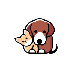 Fototapeta na wymiar Dog and Cat Logo Cartoon Character. Logo template made on Animals or pets theme with simple contents. Unique cartoon design for blog, hotel, pet shop, veterinary clinic, etc