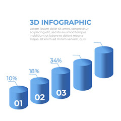 Statistics 3d graph bar chart. Infographic steps and options. Chart and graph presentation