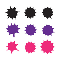 Starburst explosion comic shapes vector. Speech boom bubbles