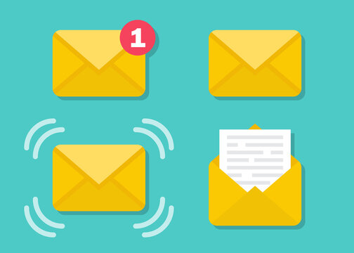 Set Of Email Message Envelope Icons In A Flat Design