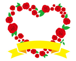 バラの花のベクターイラスト　ハートの形をした薔薇の花