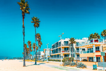 Famous Los Angeles Beach - Venice Beach with people. © BRIAN_KINNEY