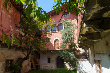 Fototapeta na wymiar Old house at Capo di Ponte, Brescia, Italy