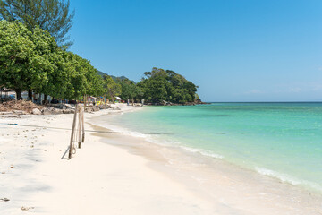 The village Pasir Putih with its dreamlike white sandy beach in the south of the Weh island, Sabang, the northernmost point of Indonesia