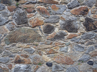 Close-up on the old stronghold castle wall. Stone pattern for texture or background