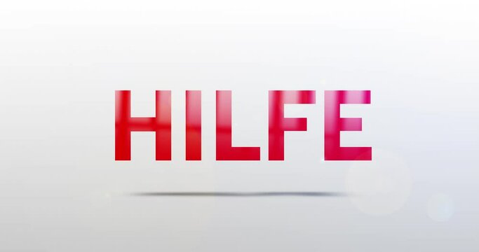 Hilfe. Partikel Logo. Text Animation. Rotes Logo auf Hintergrund wei&szlig;/grau. Drehung. Hochwertiges 4k Video
