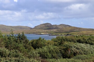 Fototapeta na wymiar landscape with mountains, south uist outer hebrides, scotland