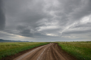 Fototapeta na wymiar Cloudy sky in the Oglakhty reserve on the banks of the Yenisei River. Khakassia, Russia.